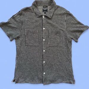 Todd Snyder Jacquard Stripe Italian Knit short sleeve button down sz XL